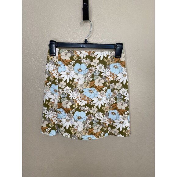 Altar'd State Womens White Floral A-Line Mini Skirt‎ X-Small zipper retro - Picture 2 of 5